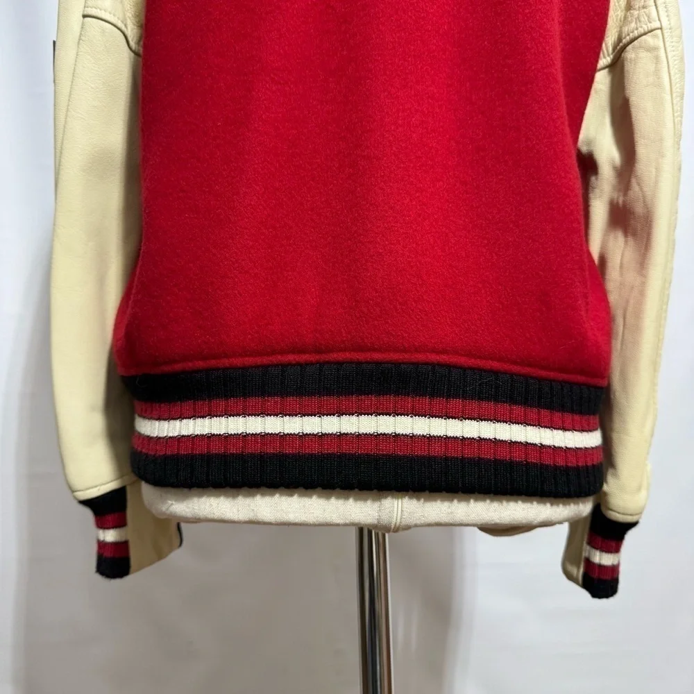 Coach • Varsity Wool & Leather Rocket Ship Patch Bomber Jacket US 6 RARE EUC